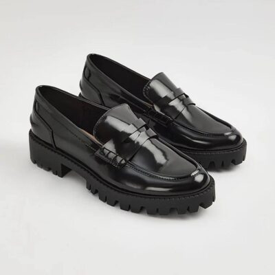 کفش کالج جورج انگلیس Black Patent Chunky Loafers