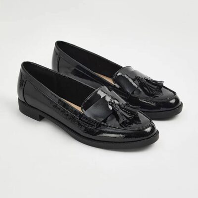 کفش کالج جورج انگلیس Wide Fit Black Patent Tassel Loafers