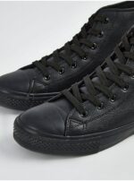 کتونی ساق دار برند جورج انگلیس Black Leather Look High Top Trainers - Image 2