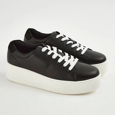 کتونی کژوال لژ بلند برند جورج انگلیس Black Flatform Cupsole Trainers