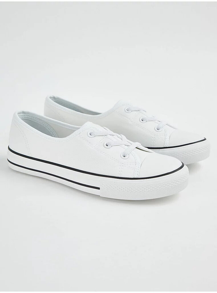 کتونی کژوال جورج انگلیس White Lace Up Canvas Pumps