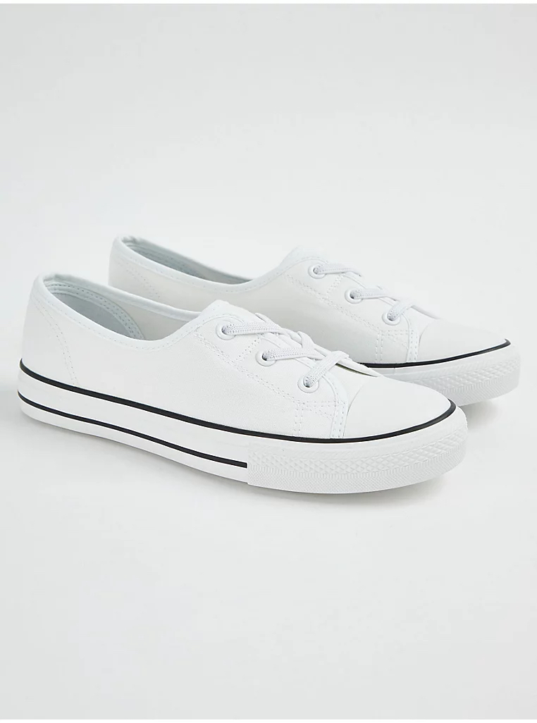 George England Casual Cotton White Lace Up Canvas Pumps (3) کتونی کژوال جورج انگلیس White Lace Up Canvas Pumps
