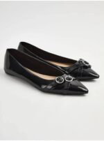 کفش مجلسی جورج انگلیس Patent Buckle Front Pointed Toe Ballet Shoes