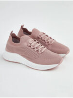 کتونی راحتی برند جورج انگلیس Pink Knitted Slip On Lace Up Trainers