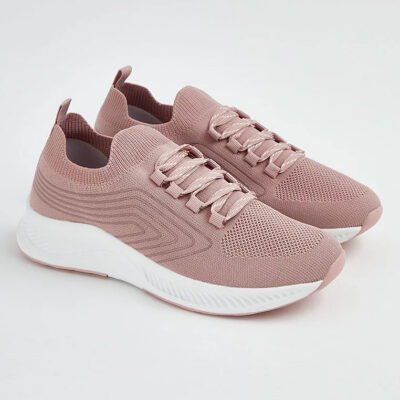 کتونی راحتی برند جورج انگلیس Pink Knitted Slip On Lace Up Trainers