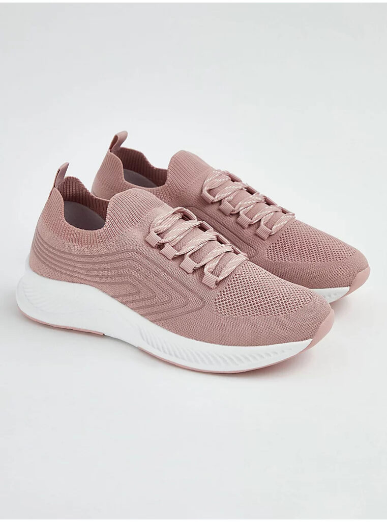 کتونی راحتی برند جورج انگلیس Pink Knitted Slip On Lace Up Trainers