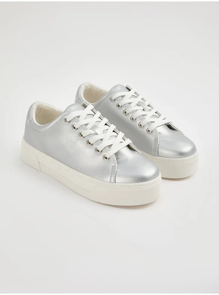 کتونی کژوال برند جورج انگلیس Silver Chunky Flatform Cupsole Trainers