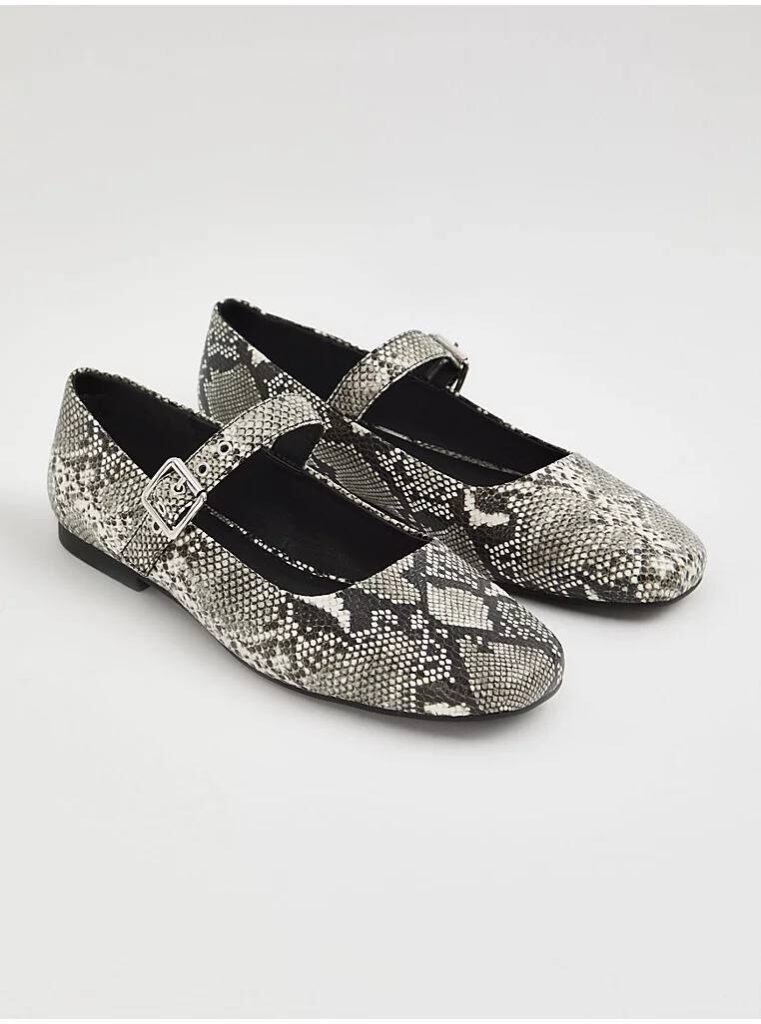 کفش جورج انگلیس Snakeskin Buckle Mary Jane Ballet Shoes