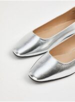 کفش مجلسی جورج انگلیس Wide Fit Silver Square Toe Ballet Shoes - Image 2