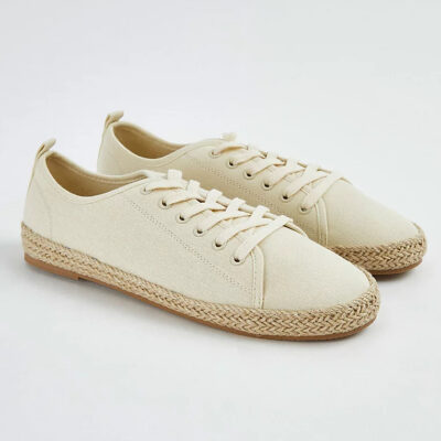 کتونی کژوال زنانه جورج انگلیس Neutral Jute Canvas Lace Up Trainers
