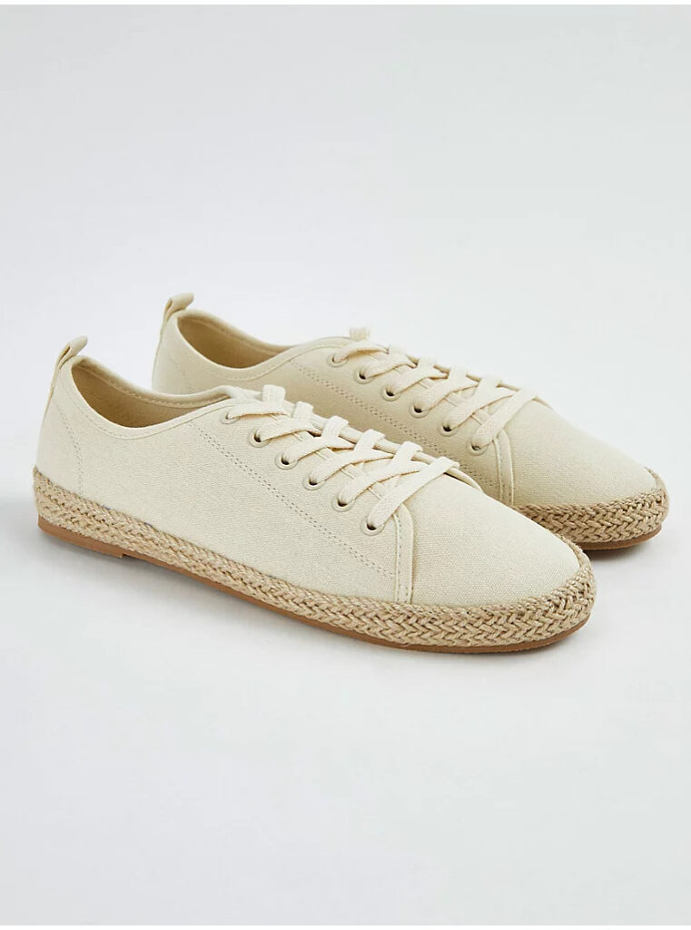 کتونی کژوال زنانه جورج انگلیس Neutral Jute Canvas Lace Up Trainers