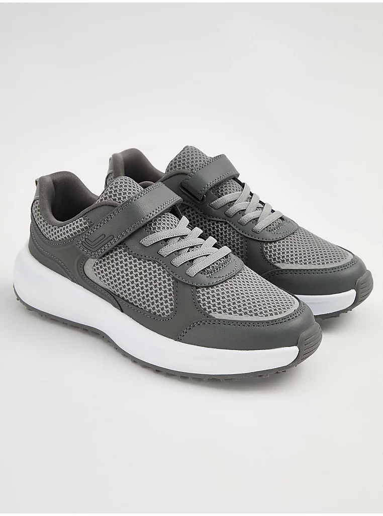 George English Cotton Grey Mesh Single Strap Trainers کتونی جورج انگلیسی Grey Mesh Single Strap Trainers
