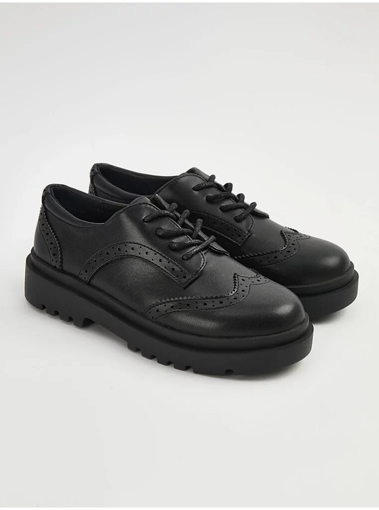 کتونی رسمی جورج انگلیسی Black Chunky Brogue School Shoes