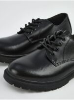 کتونی رسمی جورج انگلیسی Black Leather Chunky Derby School Shoes - Image 2