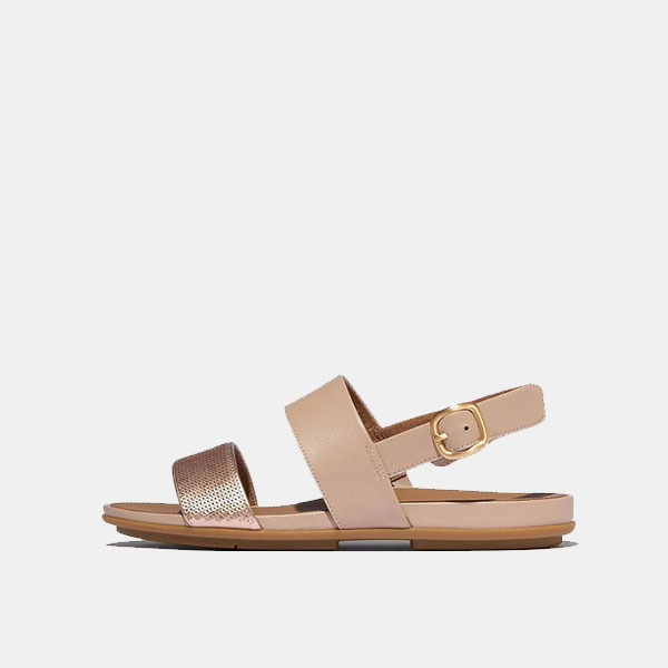 صندل فیت فلاپ کرمی مدلGracie Metallic Leather Back