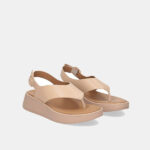 صندل لا انگشتی فیت فلاپ کرمی مدلF-Mode Leather Cross Strap Flatform - تصویر 2