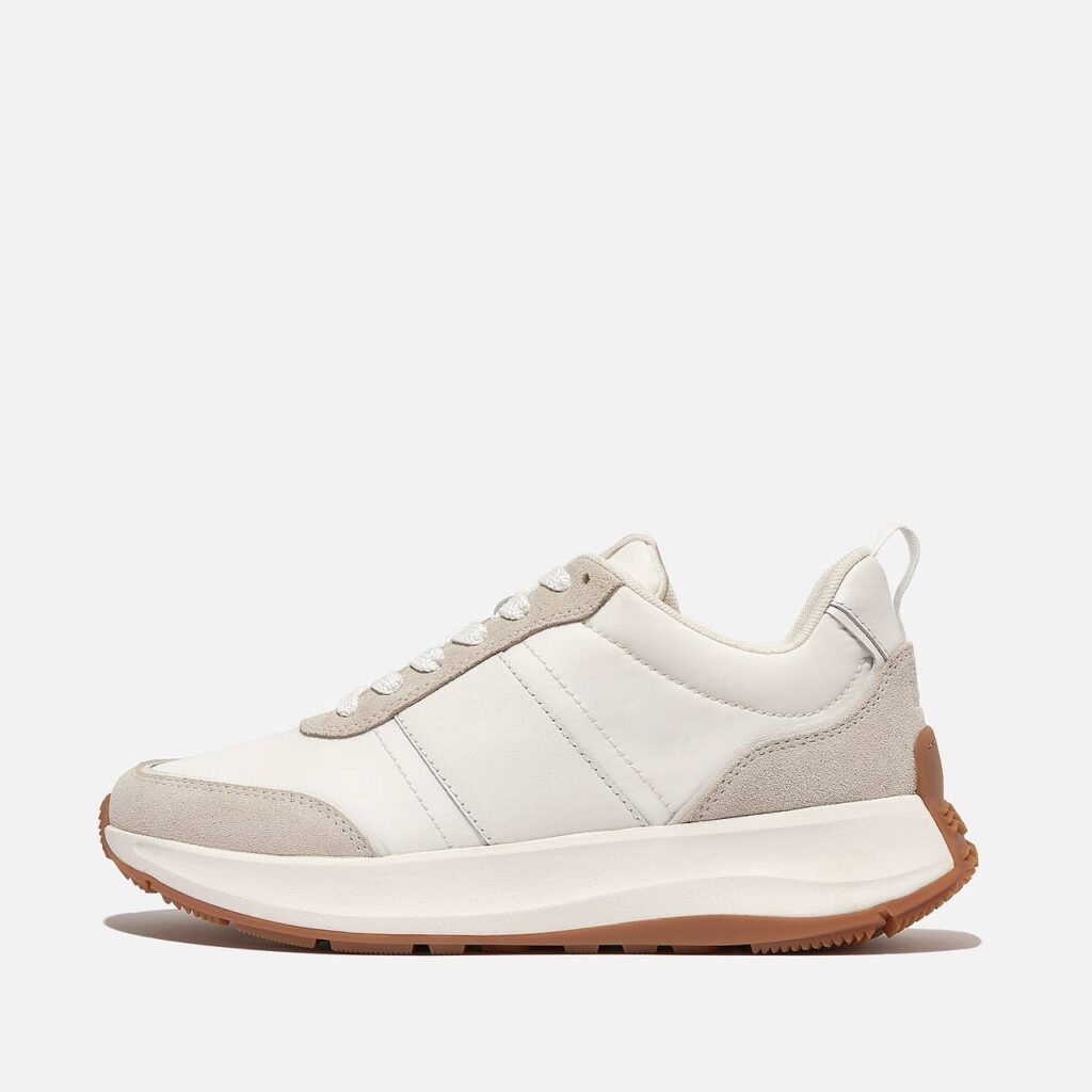 FitFlop White Lace-Up Leather/Suede Sneakers