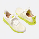 کتونی بنددار زنانه فیت فلاپ FitFlop VITAMIN FFX Knit Sports Sneakers – Urban White / Lime Juice - تصویر 3