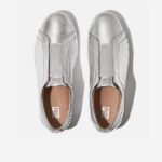 کتونی بدون بند زنانه برند فیت فلاپ FitFlop Rally Metallic Leather Trainers – Silver - تصویر 2