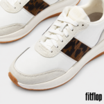 کتونی بنددار زنانه برند فیت فلاپ FitFlop F-MODE Flow Leopard Suede/Fabric Trainers – Urban White - تصویر 5