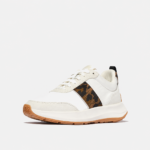 کتونی بنددار زنانه برند فیت فلاپ FitFlop F-MODE Flow Leopard Suede/Fabric Trainers – Urban White - تصویر 2