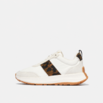 کتونی بنددار زنانه برند فیت فلاپ FitFlop F-MODE Flow Leopard Suede/Fabric Trainers – Urban White