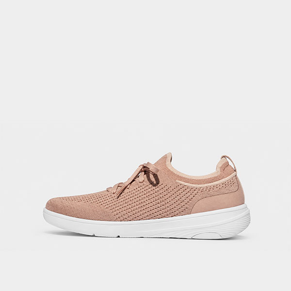 dq کتونی بنددار زنانه فیت فلاپ FitFlop RALLY E01 Multi-Knit Sneakers – Blush - تصویر 1