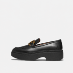 لوفر زنانه برند فیت فلاپ FitFlop F-LUMA Chunky-Snaffle Box-Leather Demi-Wedge Loafers – Black