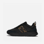 کتونی بنددار زنانه برند فیت فلاپ FitFlop F-MODE Flow Leopard Suede/Fabric Trainers – Black