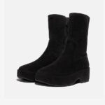 بوت زنانه فیت فلاپ FitFlop F-Mode Suede Flatform Ankle Boots – Black - Image 3
