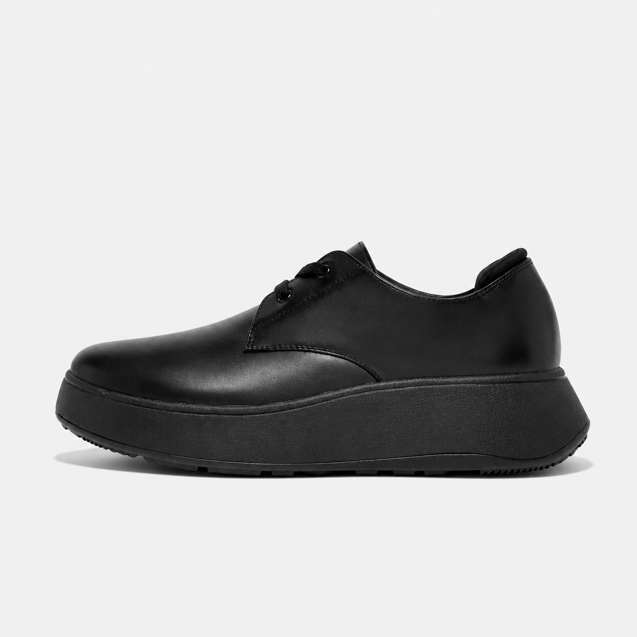 vvvvvvvv کتونی بنددار زنانه برند فیت فلاپ FitFlop F-MODE Leather Flatform Trainers – All Black - تصویر 1