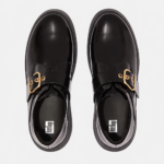 لوفر زنانه برند فیت فلاپ FitFlop F-LUMA Chunky-Snaffle Box-Leather Demi-Wedge Loafers – Black - تصویر 2