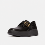 لوفر زنانه برند فیت فلاپ FitFlop F-LUMA Chunky-Snaffle Box-Leather Demi-Wedge Loafers – Black - تصویر 4